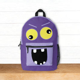 Niedliches Lila Monster mit Namen Kinder Bedruckter Rucksack