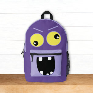 Niedliches Lila Monster mit Namen Kinder Bedruckter Rucksack