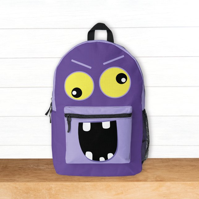 Niedliches Lila Monster mit Namen Kinder Bedruckter Rucksack (Von Creator hochgeladen)