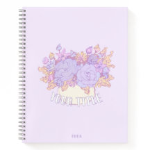 Niedliches lila Notebook mit handgezeichnet Blume