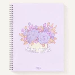 Niedliches lila Notebook mit handgezeichnet Blume Notizbuch
