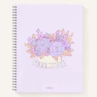 Niedliches lila Notebook mit handgezeichnet Blume Notizbuch