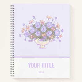 Niedliches lila Notebook mit handgezeichnet Blume Notizbuch