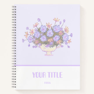 Niedliches lila Notebook mit handgezeichnet Blume Notizbuch