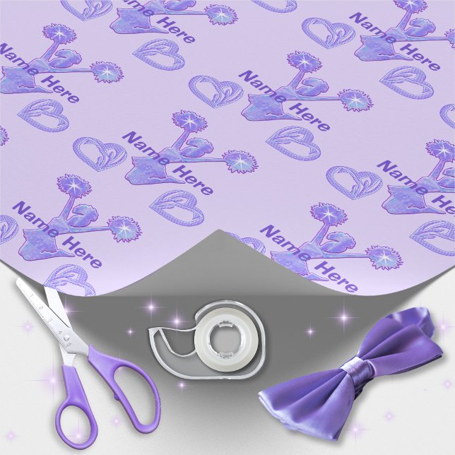 Niedliches Lila Personalisiertes Karierpapier Geschenkpapier (Purple, Cheerleader wrapping paper. Cheerleading party supplies. Personalized, Cheer wrapping paper.)