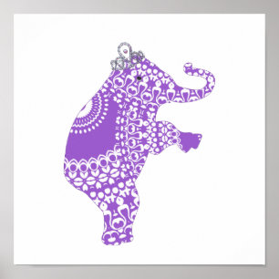Niedliches Lila Princess Elephant Baby Kinderzimme Poster