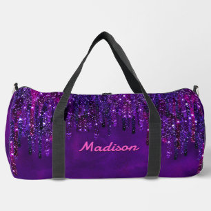 Niedliches Lila Rosa Einhorn Glitzer Tropfen Monog Duffle Bag