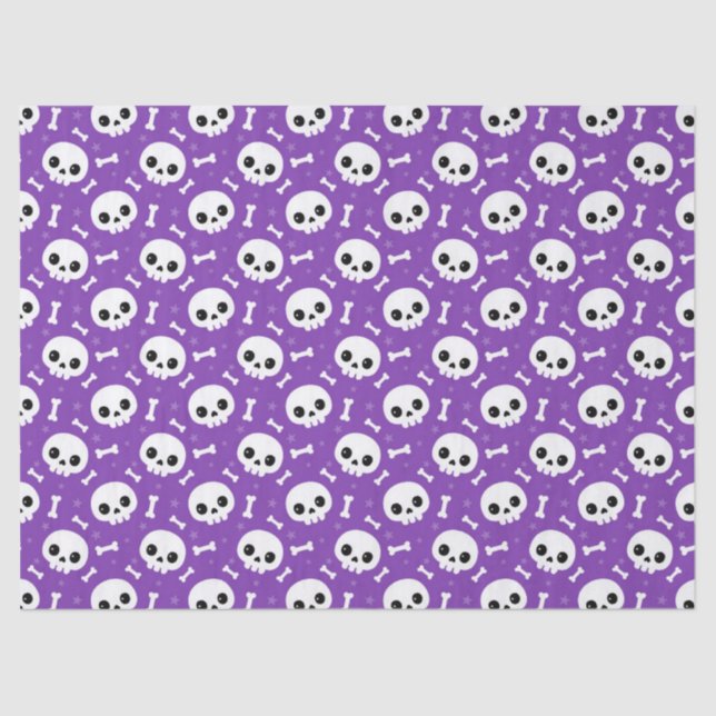 Niedliches Lila Skull & Bones Halloween-Muster Seidenpapier (Vorderseite)