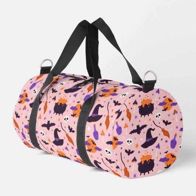 Niedliches Lila und rosa Halloween-Muster Duffle Bag (Linke Seite)