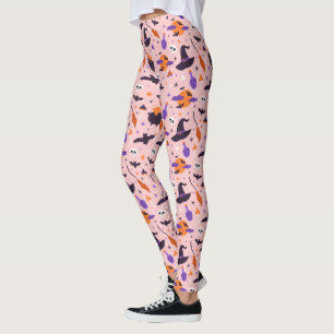 Niedliches Lila und rosa Halloween-Muster Leggings
