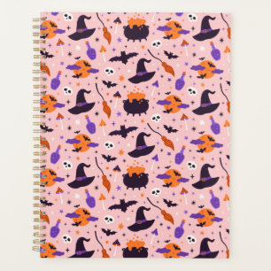 Niedliches Lila und rosa Halloween-Muster Planer