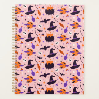 Niedliches Lila und rosa Halloween-Muster Planer