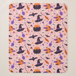 Niedliches Lila und rosa Halloween-Muster Sherpadecke