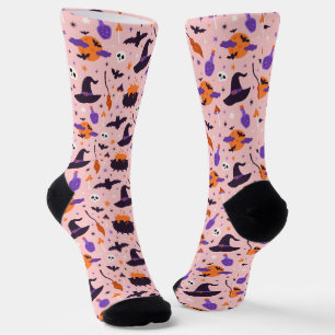 Niedliches Lila und rosa Halloween-Muster Socken