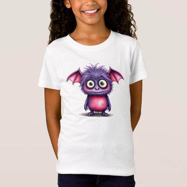 Niedliches Lila und rosa Monster T-Shirt (Vorderseite)
