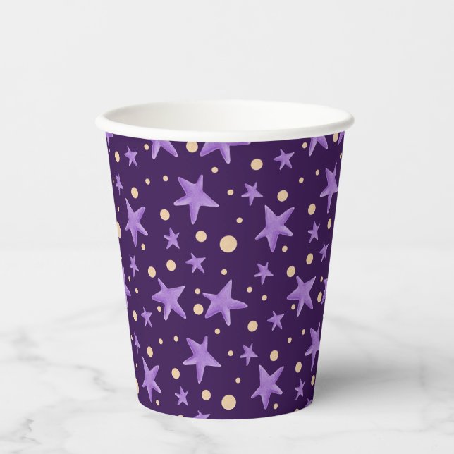 Niedliches Lila Violet Star Pattern Party Pappbecher (Vorderseite)