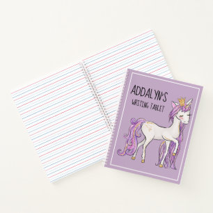 Niedliches Lila Weißes Einhorn Tiara Schreibtablet Notizbuch