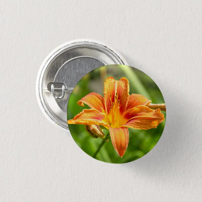 Niedliches Lily Blume Foto Button (Vorne & Hinten)