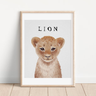 Niedliches Lion Cub Kids Poster mit individueller
