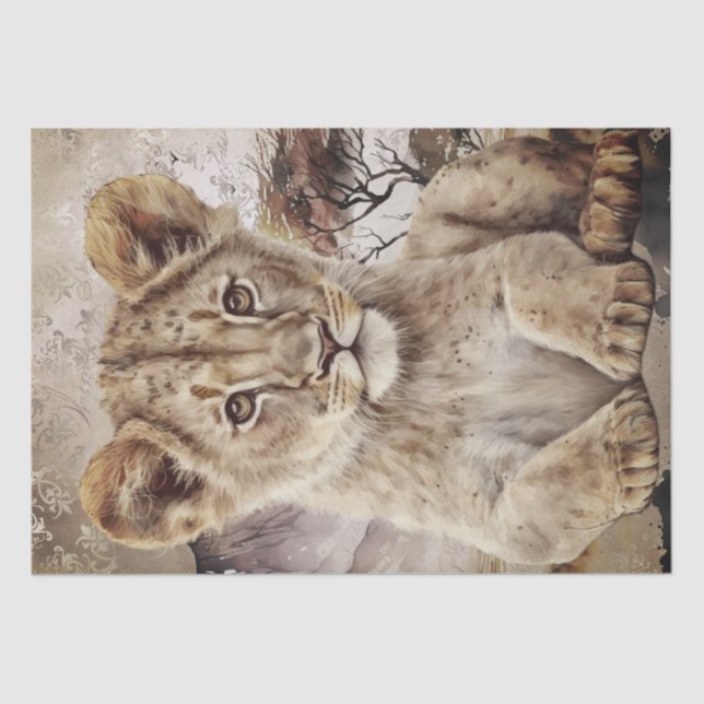 Niedliches Lion Cub Tissue Paper Seidenpapier (Vorderseite)