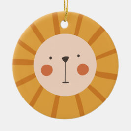 Niedliches Lion Orange Kinderzimmer Room Keramik Ornament