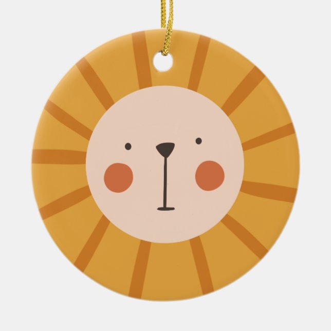 Niedliches Lion Orange Kinderzimmer Room Keramik Ornament (Vorne)