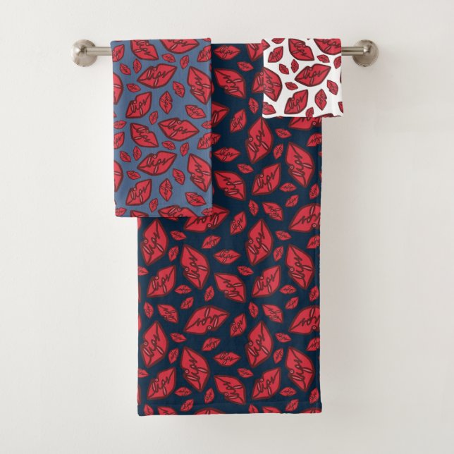 Niedliches Lippenmuster gemischt Badhandtuch Set (Insitu)
