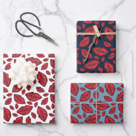 Niedliches Lippenmuster Mix Geschenkpapier Set
