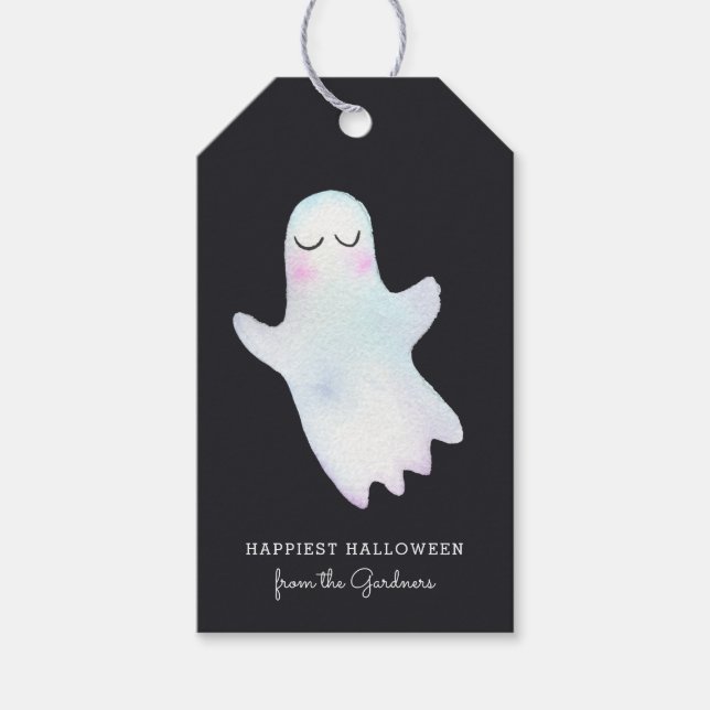 Niedliches Little Ghost Halloween Geschenkanhänger (Vorderseite)