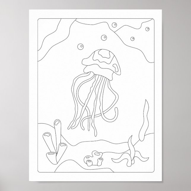 Niedliches Little Jellyfish Antistress Farbbuch Poster (Vorne)