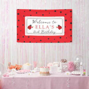 Niedliches Little Ladybug Kindergeburtstag Party Banner