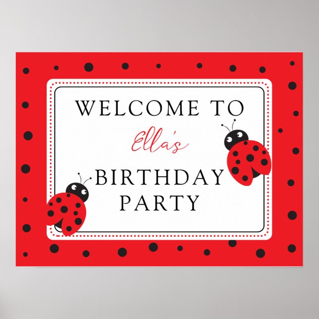 Niedliches Little Ladybug Kindergeburtstag Party Poster (Vorne)