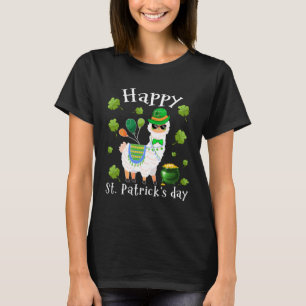 Niedliches Llama Happy St Patrick's Day Irish Klee T-Shirt