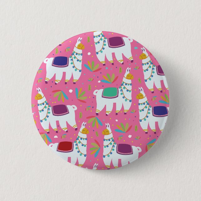 Niedliches Llama-Muster Button (Vorderseite)