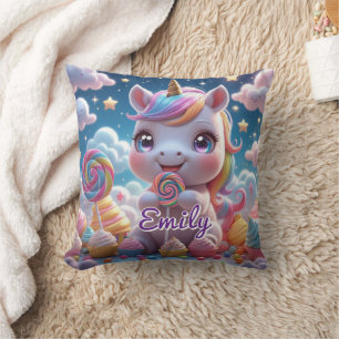 Niedliches Lollipop Unicorn Pillow - bearbeitbarer Kissen