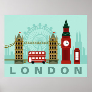 Niedliches Londoner Illustrations-Plakat Poster