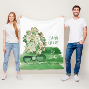 Niedliches Lucky Kleeblatt Klee Wasserfarbe Fleecedecke