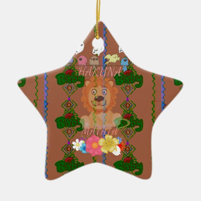 Niedliches lustiges Baby Lion King Hakuna Matata n Keramik Ornament (Vorne)