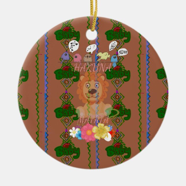 Niedliches lustiges Baby Lion King Hakuna Matata n Keramikornament (Vorne)