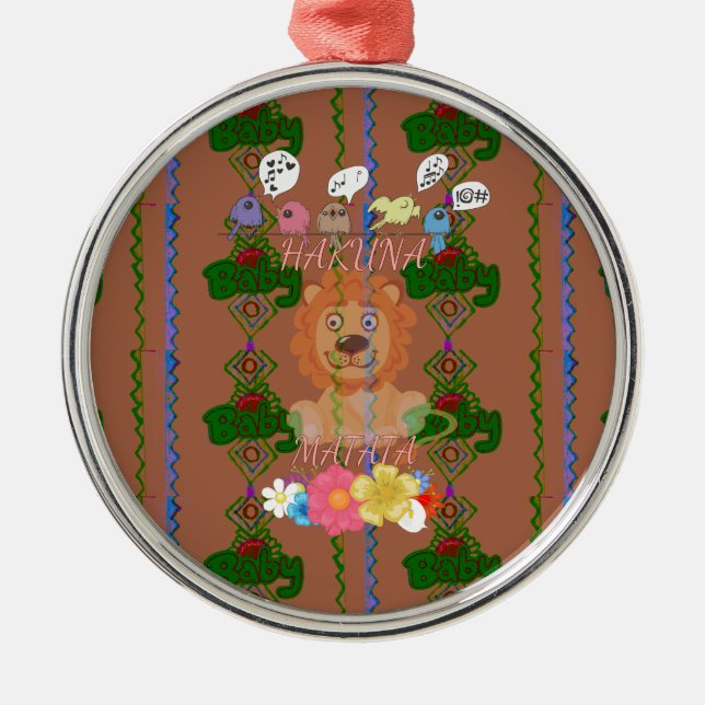 Niedliches lustiges Baby Lion King Hakuna Matata n Silbernes Ornament (Vorne)