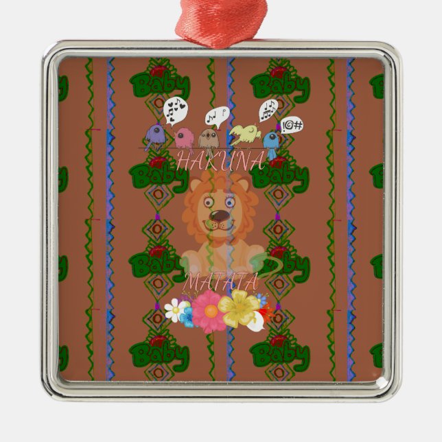 Niedliches lustiges Baby Lion King Hakuna Matata n Silbernes Ornament (Vorne)