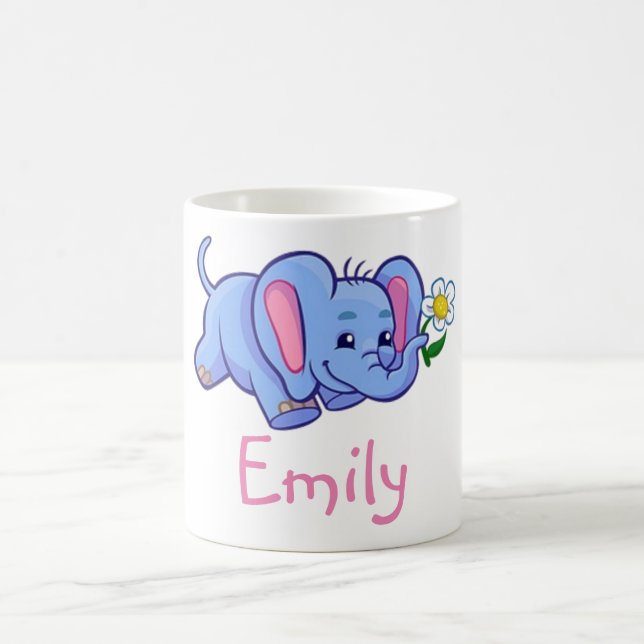Niedliches lustiges Elefant-Blumen-Dschungel-Tier Kaffeetasse (Mittel)