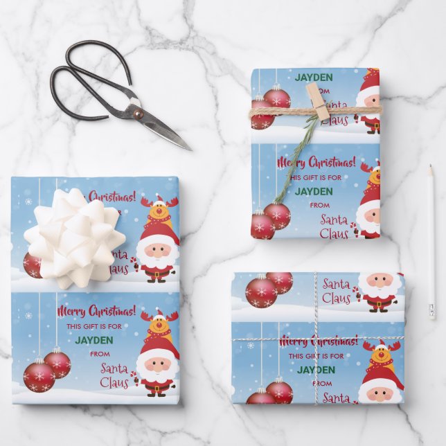 Niedliches, lustiges Geschenk an den Weihnachtsman Geschenkpapier Set (Vorderseite)