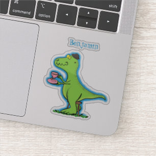 Niedliches, lustiges Grün zum Rex-Dinosaurier-Cart Aufkleber