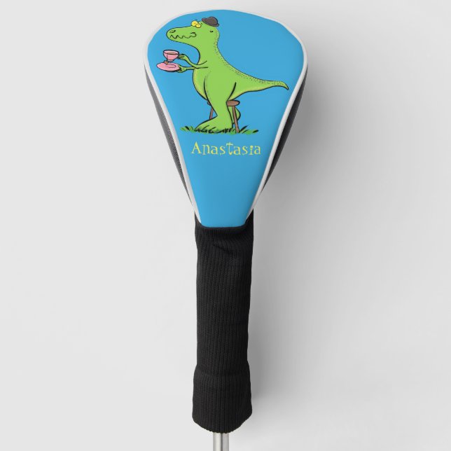 Niedliches, lustiges Grün zum Rex-Dinosaurier-Cart Golf Headcover (Vorderseite)