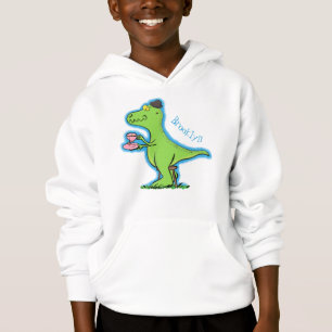 Niedliches, lustiges Grün zum Rex-Dinosaurier-Cart Hoodie