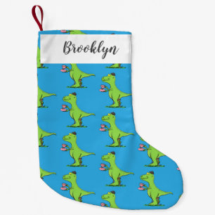 Niedliches, lustiges Grün zum Rex-Dinosaurier-Cart Kleiner Weihnachtsstrumpf