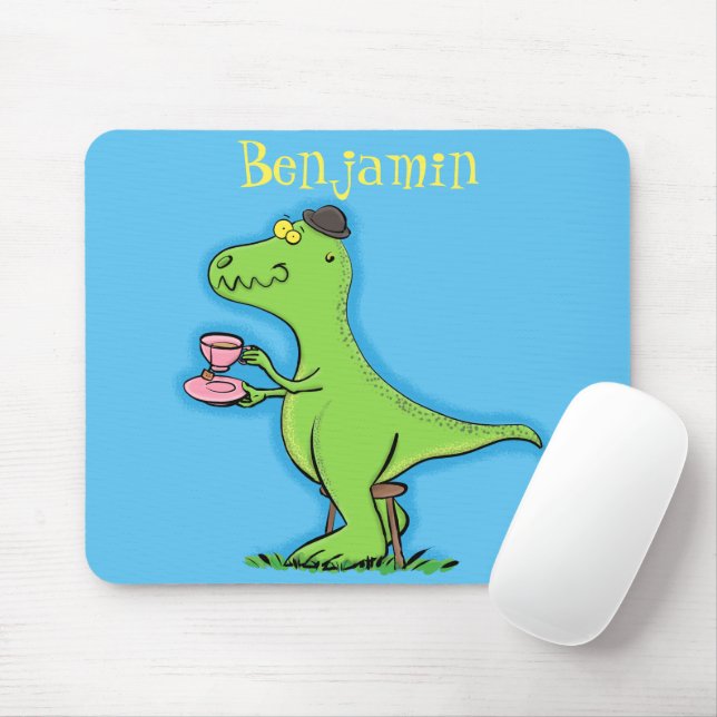 Niedliches, lustiges Grün zum Rex-Dinosaurier-Cart Mousepad (Mit Mouse)
