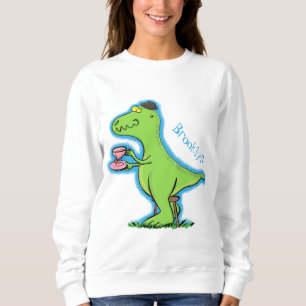 Niedliches, lustiges Grün zum Rex-Dinosaurier-Cart Sweatshirt