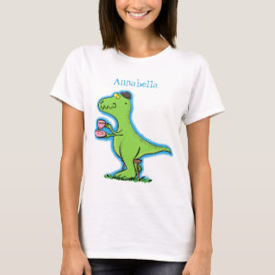 Niedliches, lustiges Grün zum Rex-Dinosaurier-Cart T-Shirt